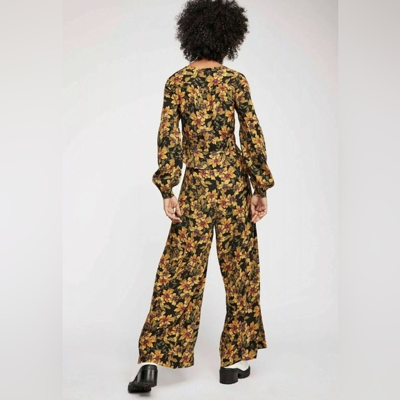 Free People Love Letter Palazzo Wide Leg Floral Print Pant - Picture 2 of 13